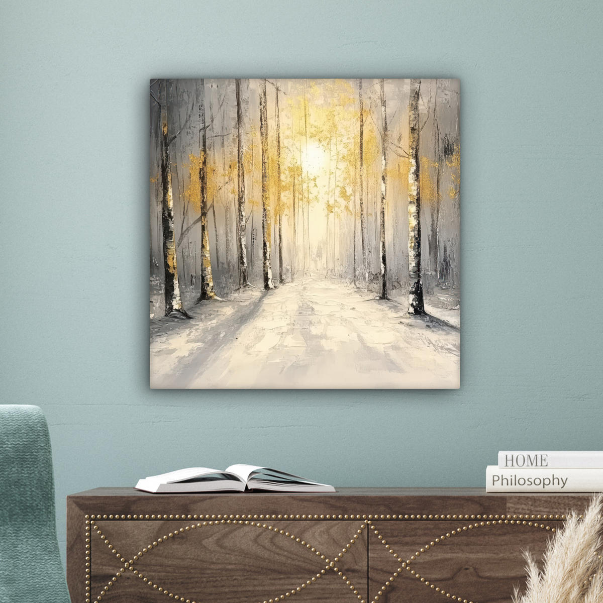 LEINWANDBILD Winter - Abstrakt - Schnee - Natur - Sonne 50x50 cm - Grau, Textil (50/50cm) - MuchoWow