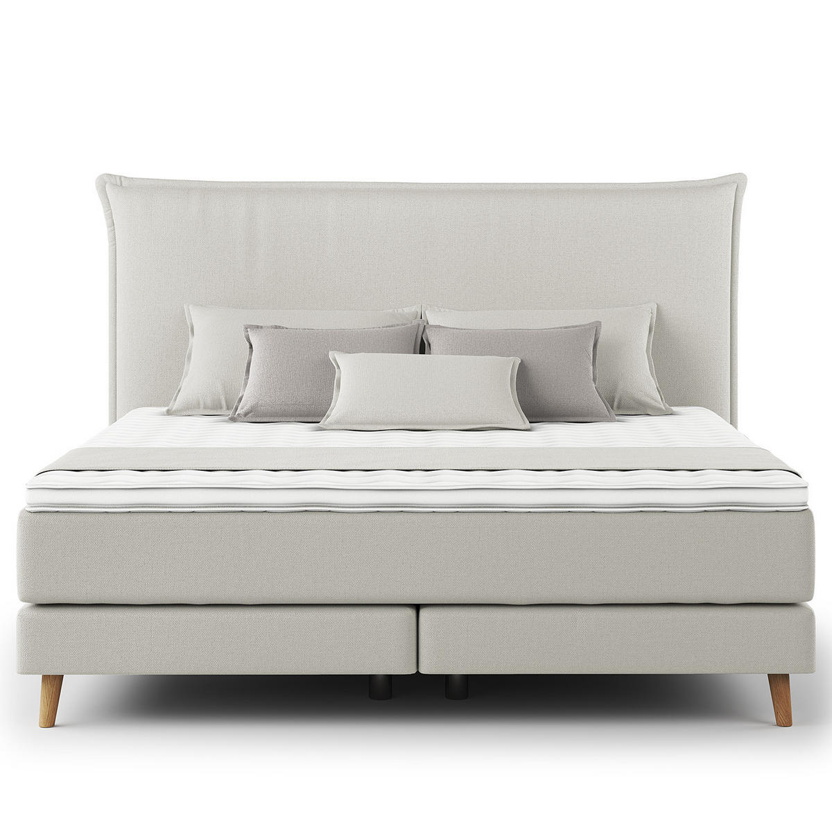 BOXSPRINGBETT - Klassisch - Platinfarben, Holz (180/200cm) - home24