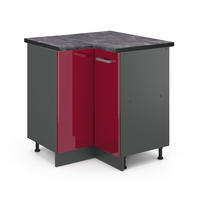 ECKUNTERSCHRANK R-Line Rot Hochglanz 75.6 cm , AP Anthrazit - Bordeaux/Anthrazit, Holzwerkstoff (75.6/81.6/60cm) - Vicco