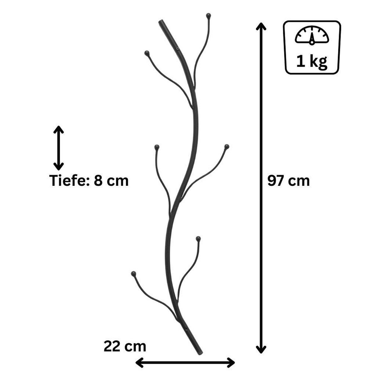 WANDGARDEROBE Flora 2er Set für die Wand 97 cm Metall Schwarz - Schwarz, Metall (22/97/8cm) - DanDiBo