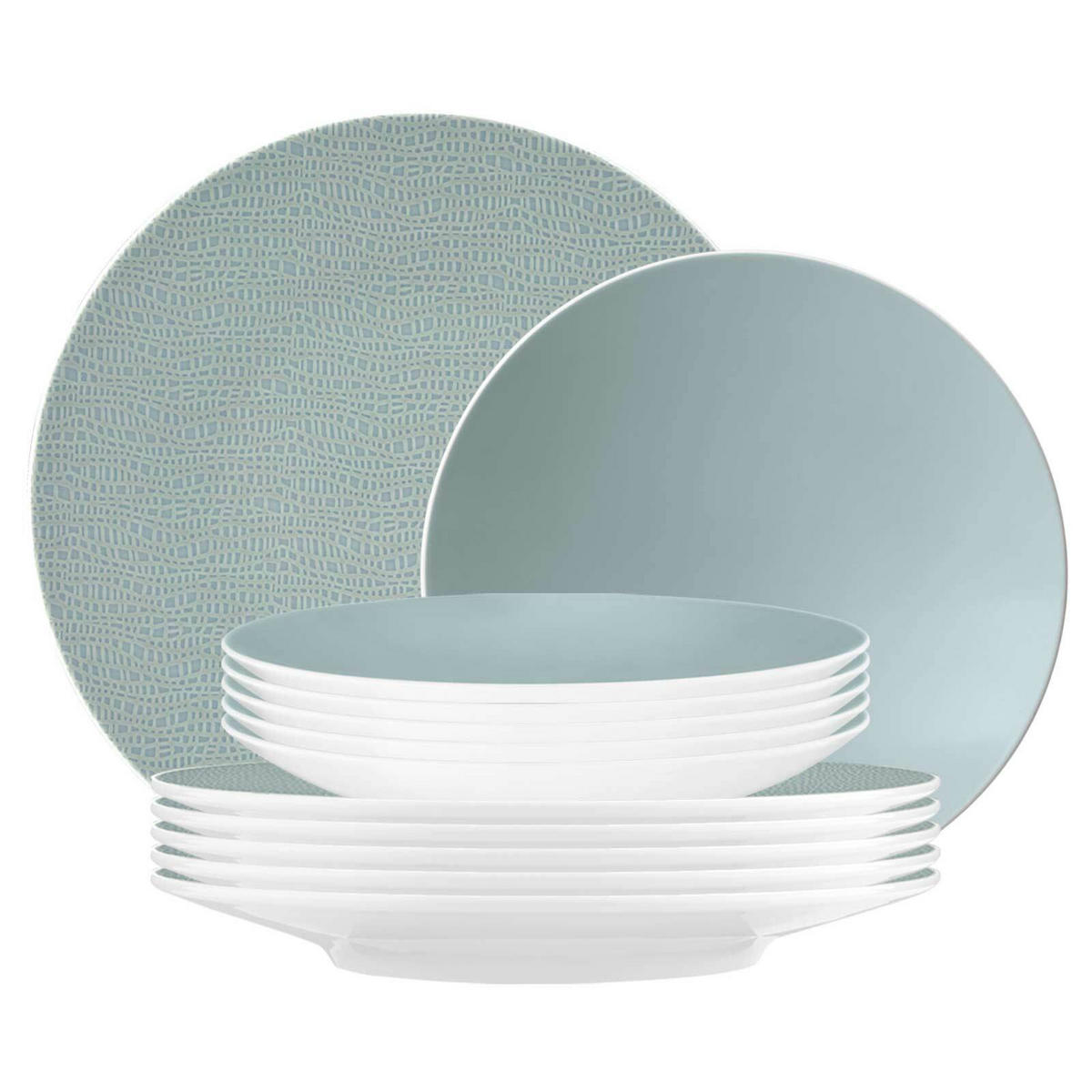 TAFELSERVICE Life Fashion Green Chic 12er Set - Türkis, Keramik (1/1/1cm) - Seltmann Weiden