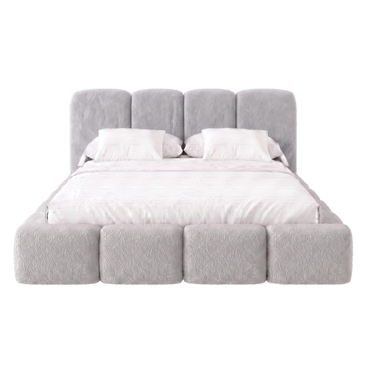 POLSTERBETT SUENO MAXI 160x200 cm in Grau, gepolstertes Kopfteil, Metalllattenrost, Bettkasten, Bouclé-Stoff - Naturfarben/Grau, Holz/Textil (160/200cm) - Muffo