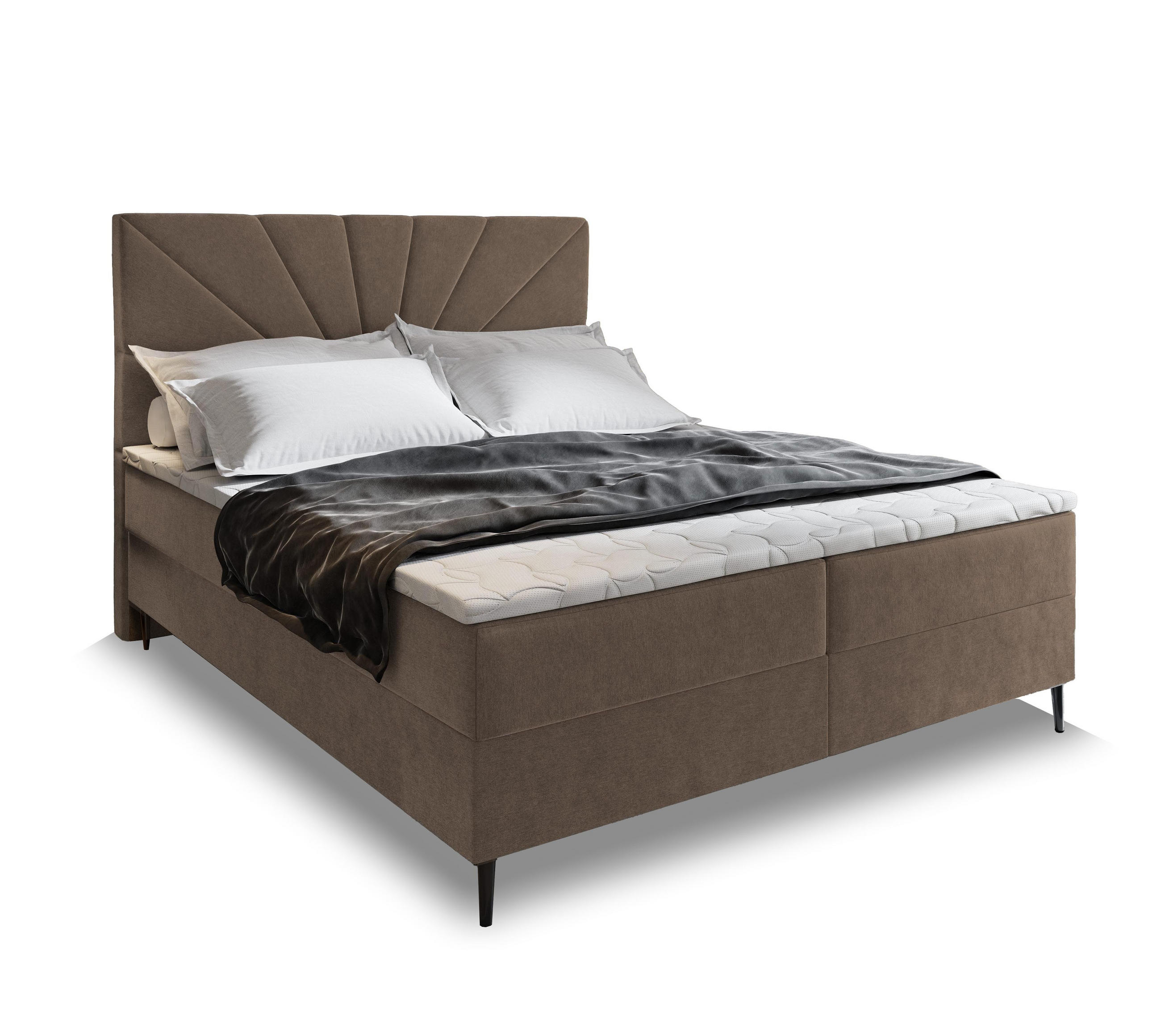 BOXBETT MURI 180x200 cm mit Matratze und Topper - Braun - Braun, Holz (180/200cm) - MASSENO