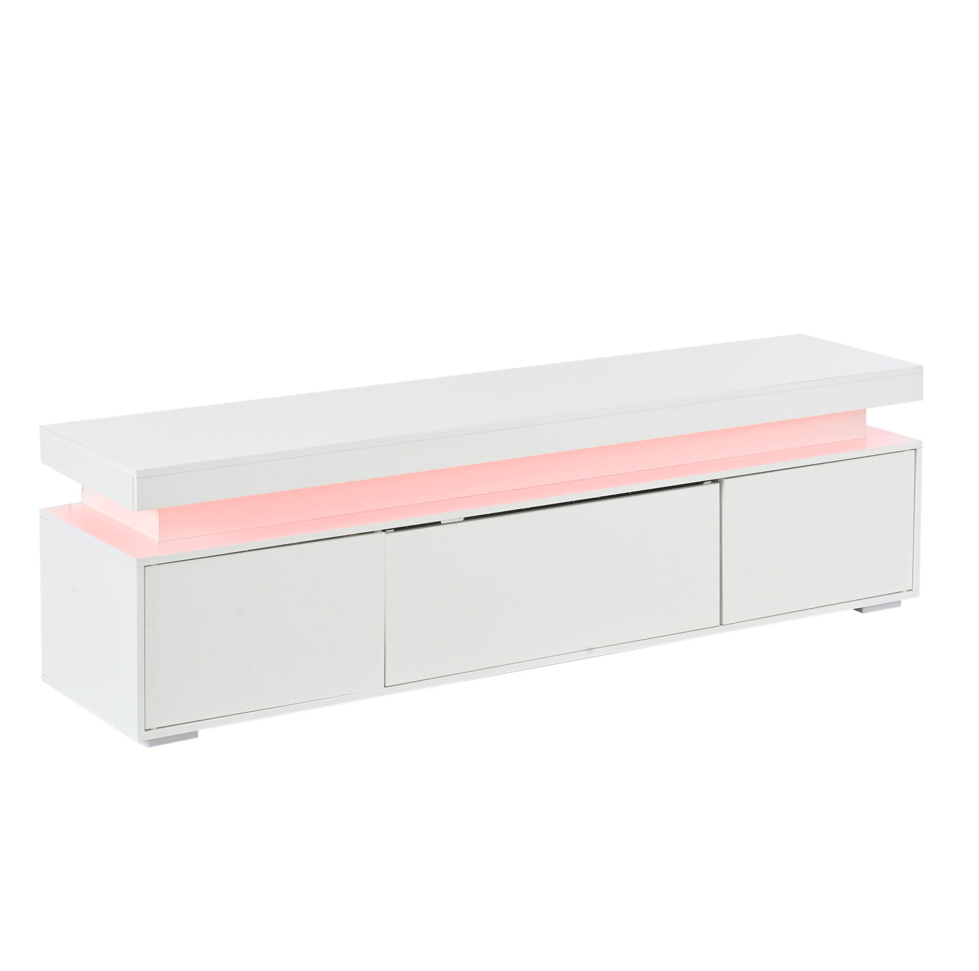 TV-LOWBOARD 150/35/43 cm Weiß aus Spanplatte mit LED-Beleuchtung - Weiß, Holzwerkstoff (150/43/35cm) - OKWISH