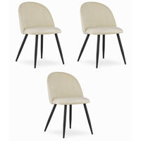 ESSZIMMERSTUHL 3-er Set BELLO beiger Sitz, schwarze Beine - Beige/Schwarz, Textil (46/76.5/42.5cm) - Valora