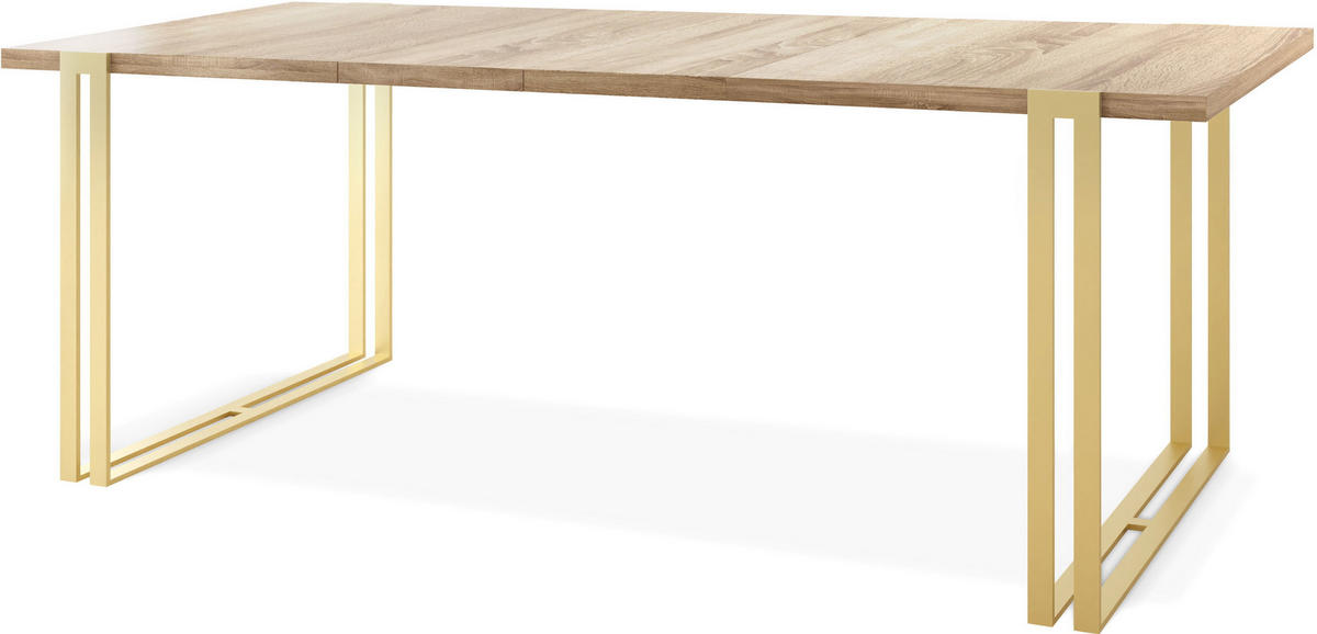 ESSTISCH Stella rechteckig ausziehbar, Sonoma Eiche 120-220 cm - Goldfarben/Braun, Holzwerkstoff/Metall (80/220/76cm) - WFL GROUP