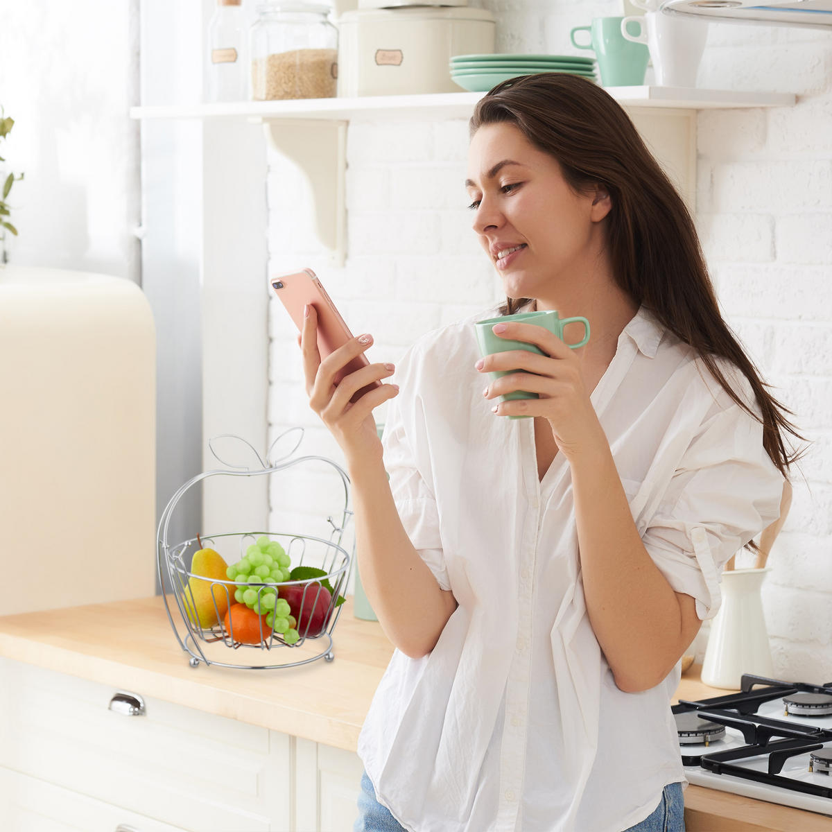 OBSTSCHALE - Silberfarben, Metall (28.5cm) - Relaxdays