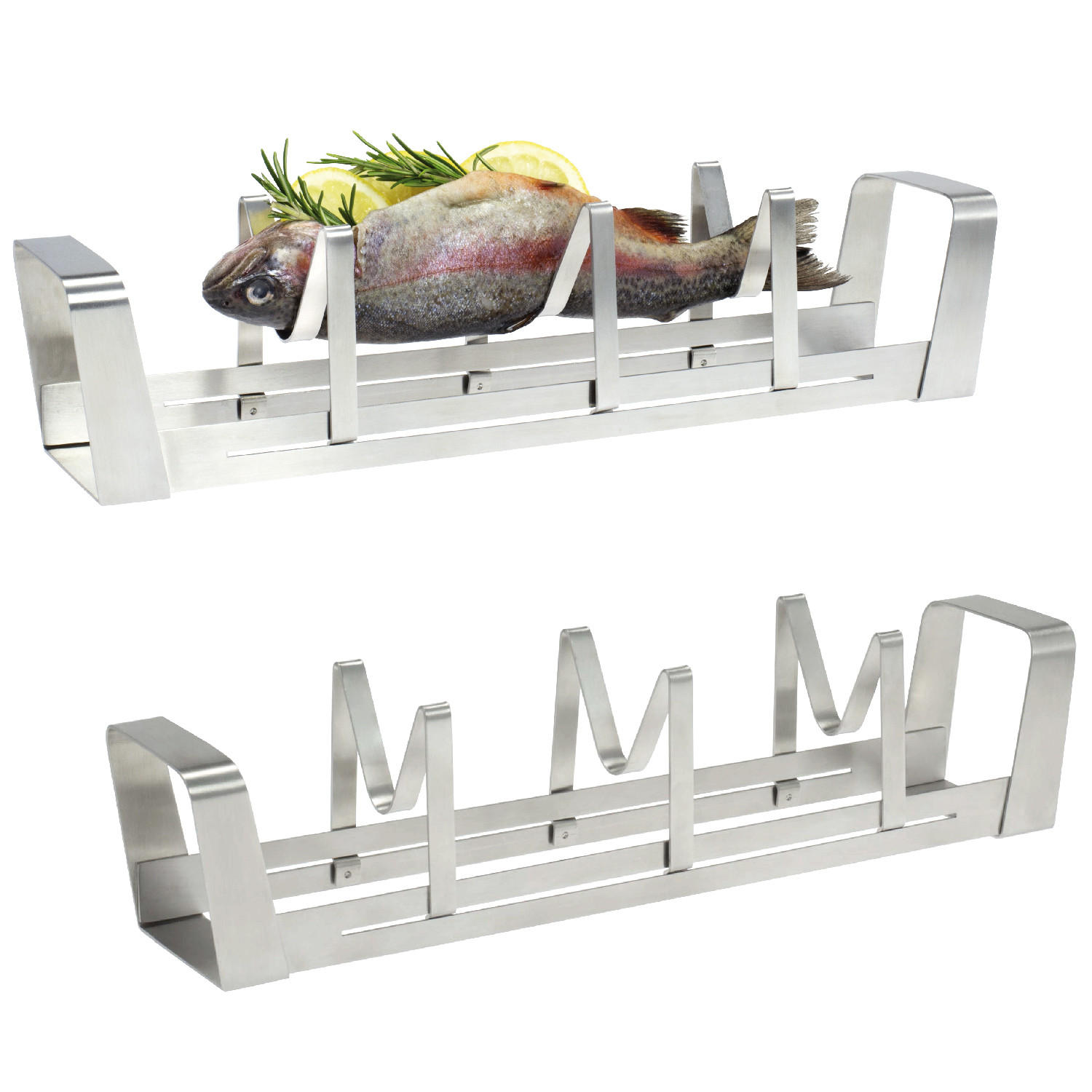 FISCHHALTER 2er-Set, silber, Edelstahl - Edelstahlfarben, Metall (36.5/8/7.5cm) - bremermann