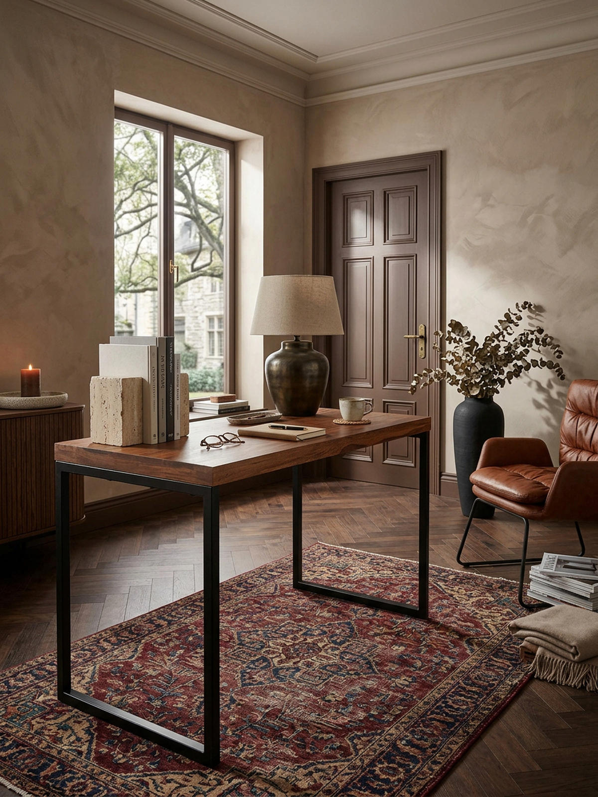 SCHREIBTISCH – Massivholz/Metall, Industrial-Stil, handgefertigt - Schwarz/Braun, Holz/Metall (59/117/77cm) - KADIMA DESIGN