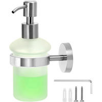 SEIFENSPENDER zur Wandmontage Satiniertes Glas Edelstahl 304 Silber 200 ml - Hellgrün, Metall (6.7/10/16cm)