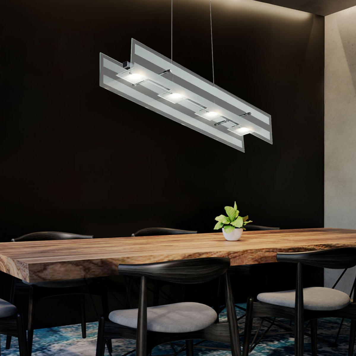 LED HÄNGELEUCHTE CORA Silber Glas - Silberfarben, Glas (87/16/120cm) - Esto