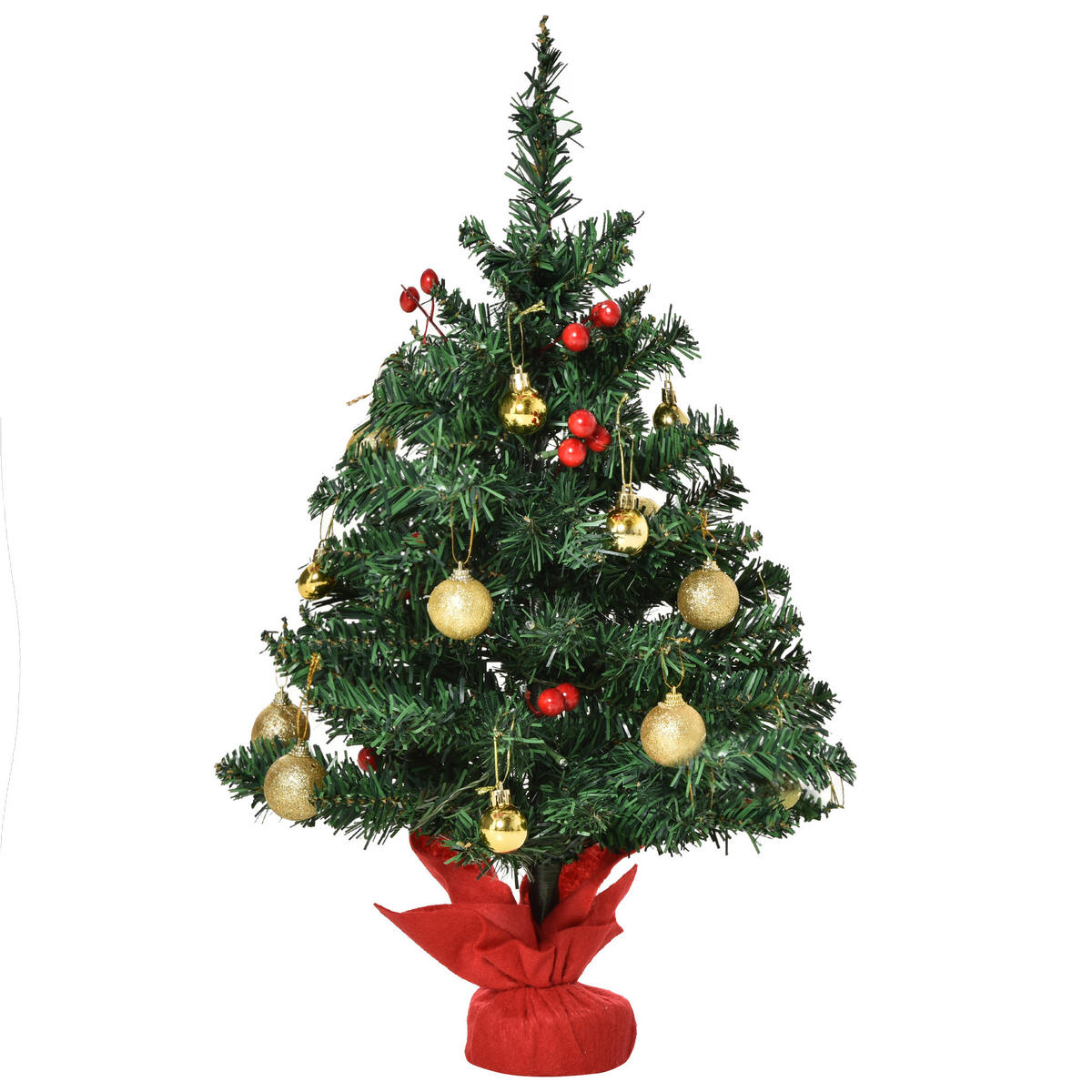 WEIHNACHTSBAUM DE-41614 Mini 60 cm, LED und Kugeln Mehrfarbig - Grün, Kunststoff (60cm) - ComfortXL