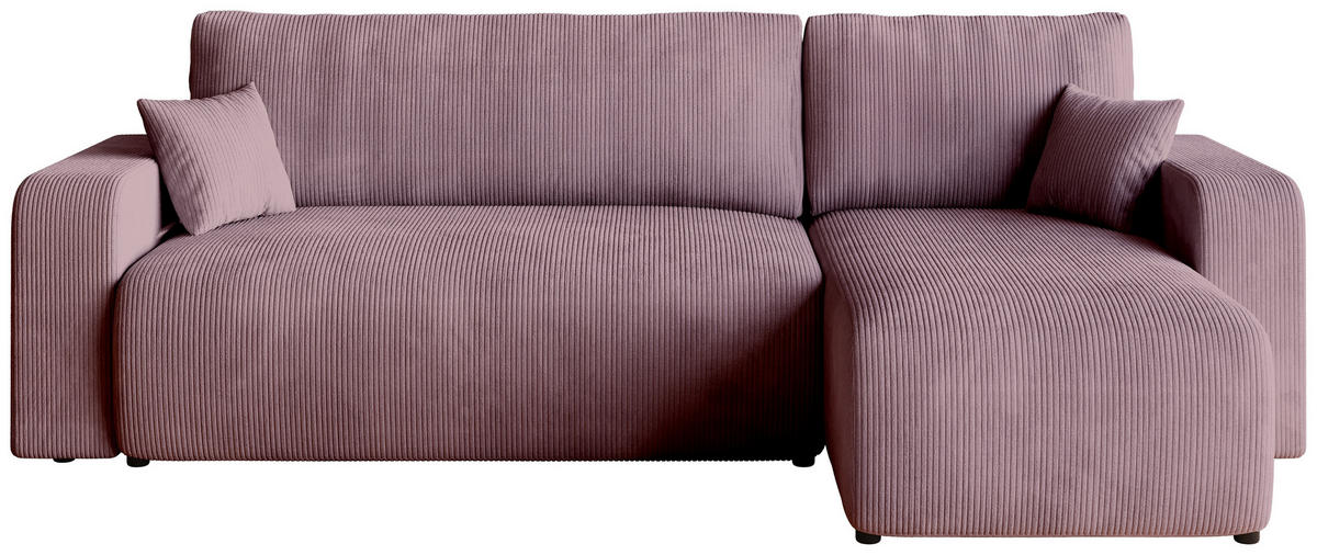 ECKSOFA PUMI mit Schlaffunktion Puderrosa Cord - Rosa, Textil (244/148cm) - Bromarkt