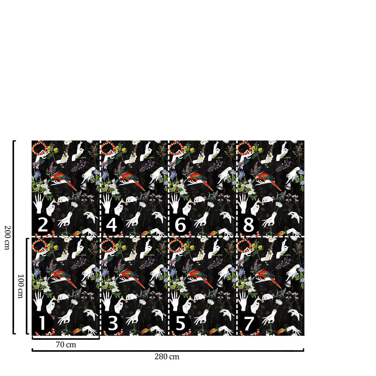 TAPETE Gothic aus echtem Papier, 200x280cm, 8 Bögen - Schwarz, Papier (200/280cm) - WALLPAPERS4BEGINNERS