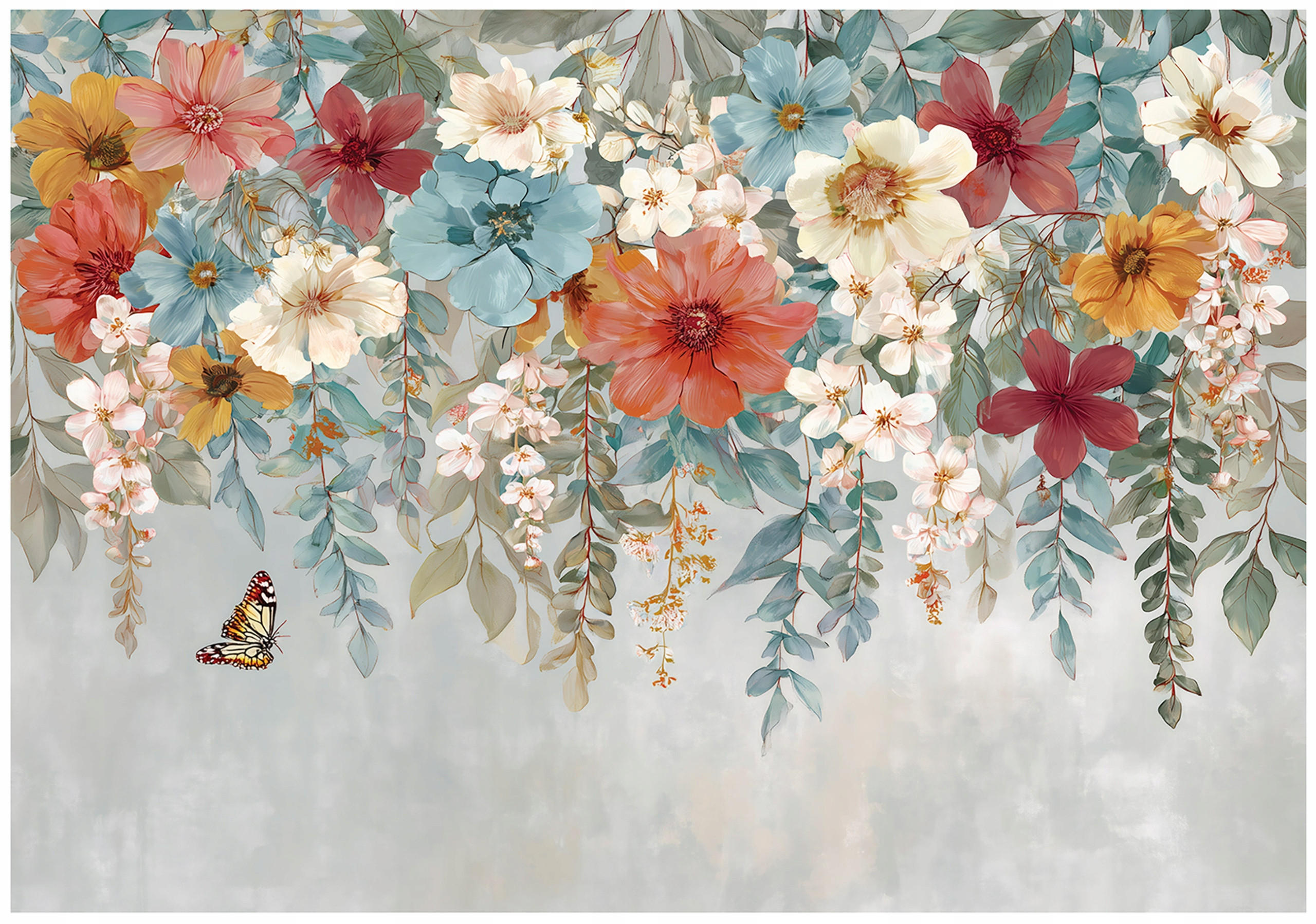 FOTOTAPETE Blumen Hängend Grau 400x280 cm - Multicolor, Papier (400/280cm) - Wallarena