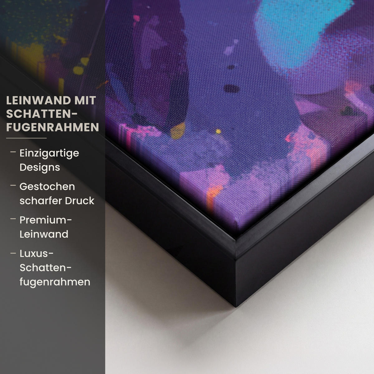 LEINWAND Bilder mit Rahmen - Abstrakt - Formen - Farbenfroh - 90x90 - Magenta, Textil (90/90cm) - MuchoWow