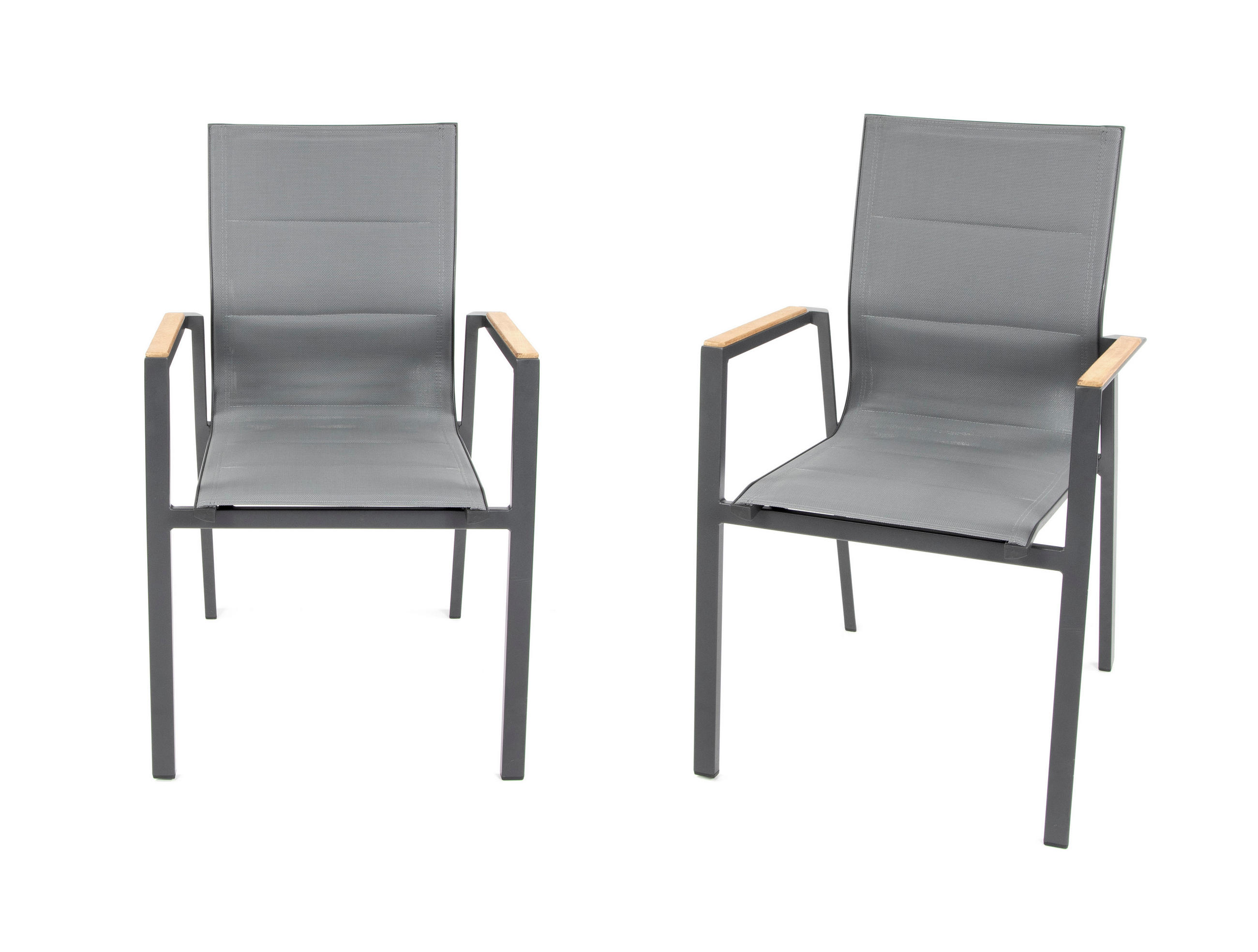 GARTENSTUHL Melbourne 2er-Set Anthrazit Aluminium stapelbar feste Rückenlehne - Grau, Kunststoff (80/175/120cm) - Green Spirit