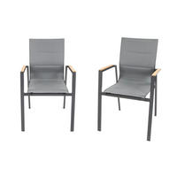 GARTENSTUHL Melbourne 2er-Set Anthrazit Aluminium stapelbar feste Rückenlehne - Grau, Kunststoff (80/175/120cm) - Green Spirit
