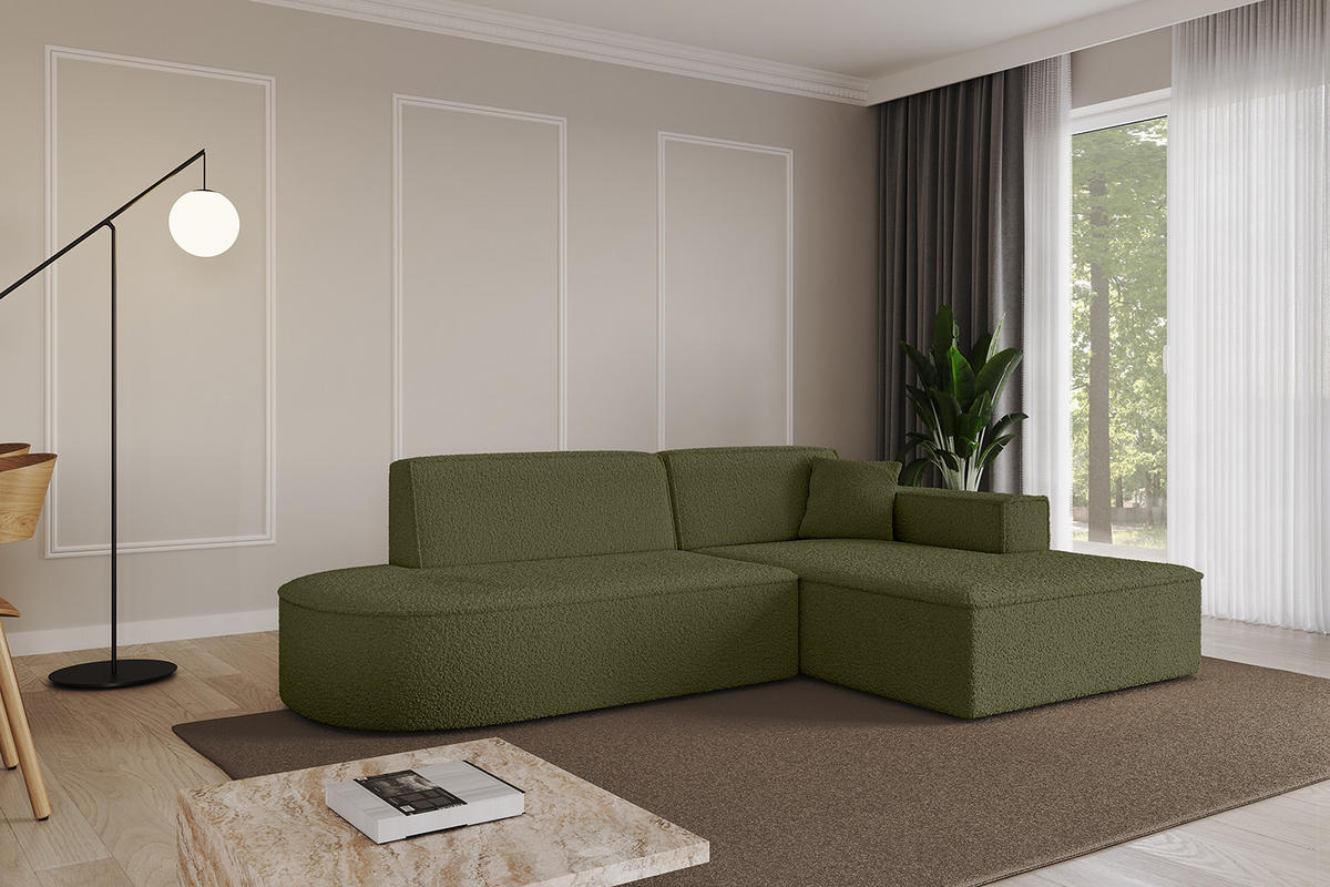 ECKSOFA Ottomane Rechts IREA-L1-v4 - 234x171x79 cm Grün - Platinfarben/Olivgrün, Holzwerkstoff/Textil (171/234cm) - ALTDECOR