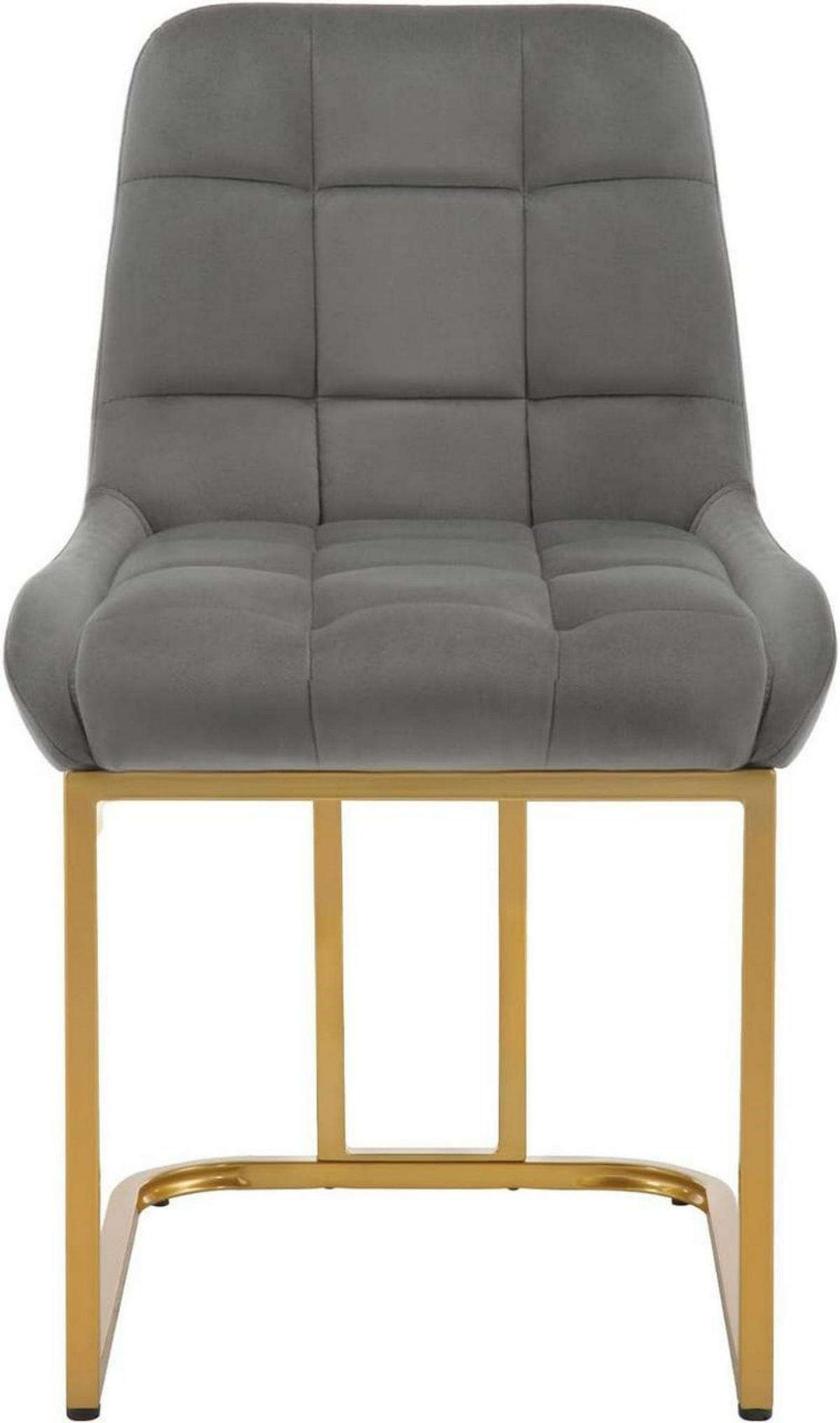 ESSZIMMERSTUHL 6er Set Beine in Bogenform, Samt, Dunkelgrau - Dunkelgrau/Goldfarben, Kunststoff/Textil (47.5/84/57.5cm) - Woltu