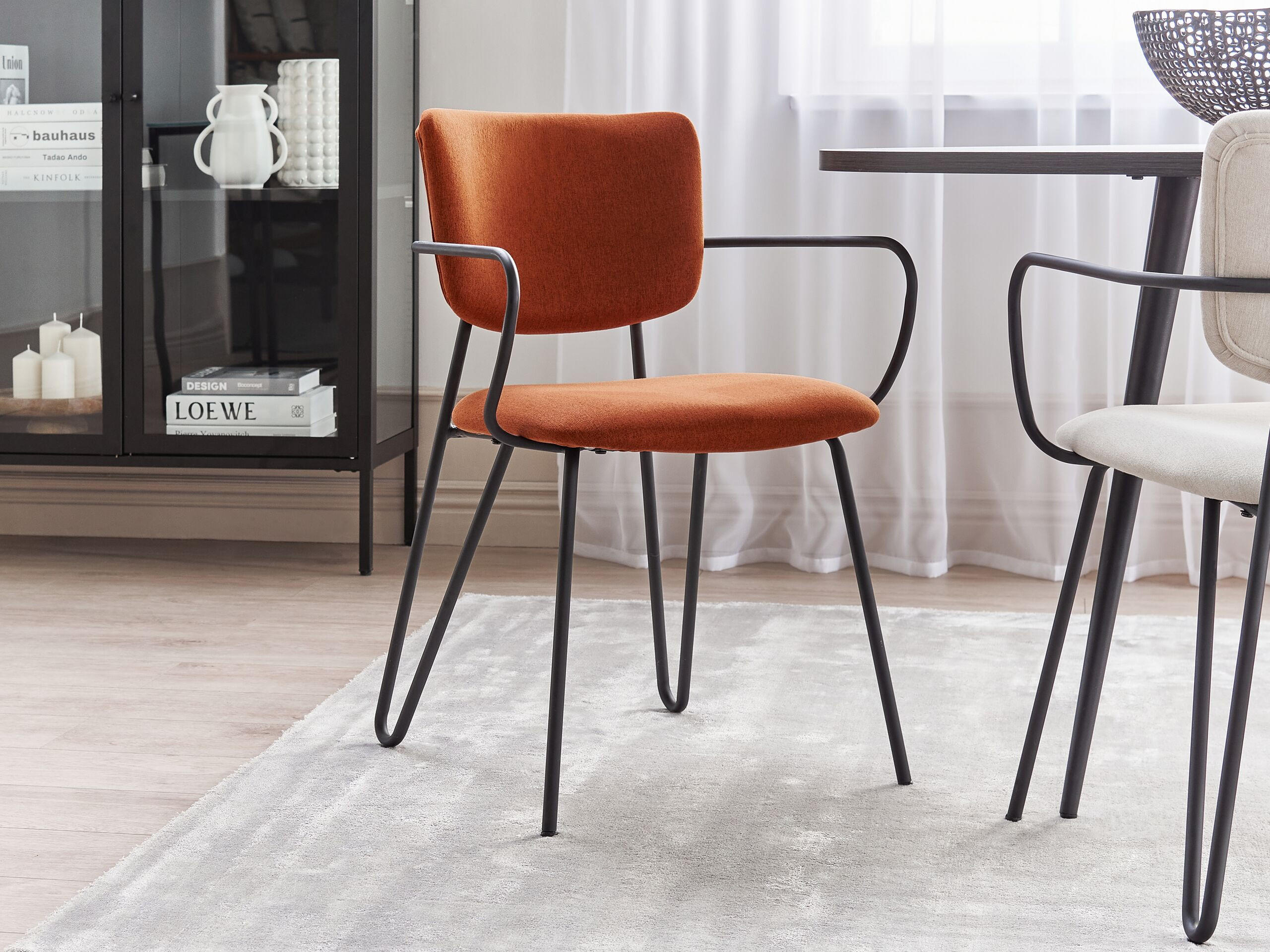 ESSZIMMERSTUHL 2er-Set Polsterbezug Orange Elko - Orange, Textil/Metall (45/80/54cm) - Beliani