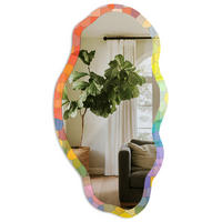 SPIEGEL 90x45 cm asymmetrisch mit Druck - Farbenfrohes Mosaik - Transparent, Glas (45/90/0.4cm) - TULUP