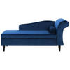 CHAISELONGUE Samtstoff marineblau rechtsseitig Luiro - Blau/Dunkelbraun, Textil (160/77/70cm) - Beliani