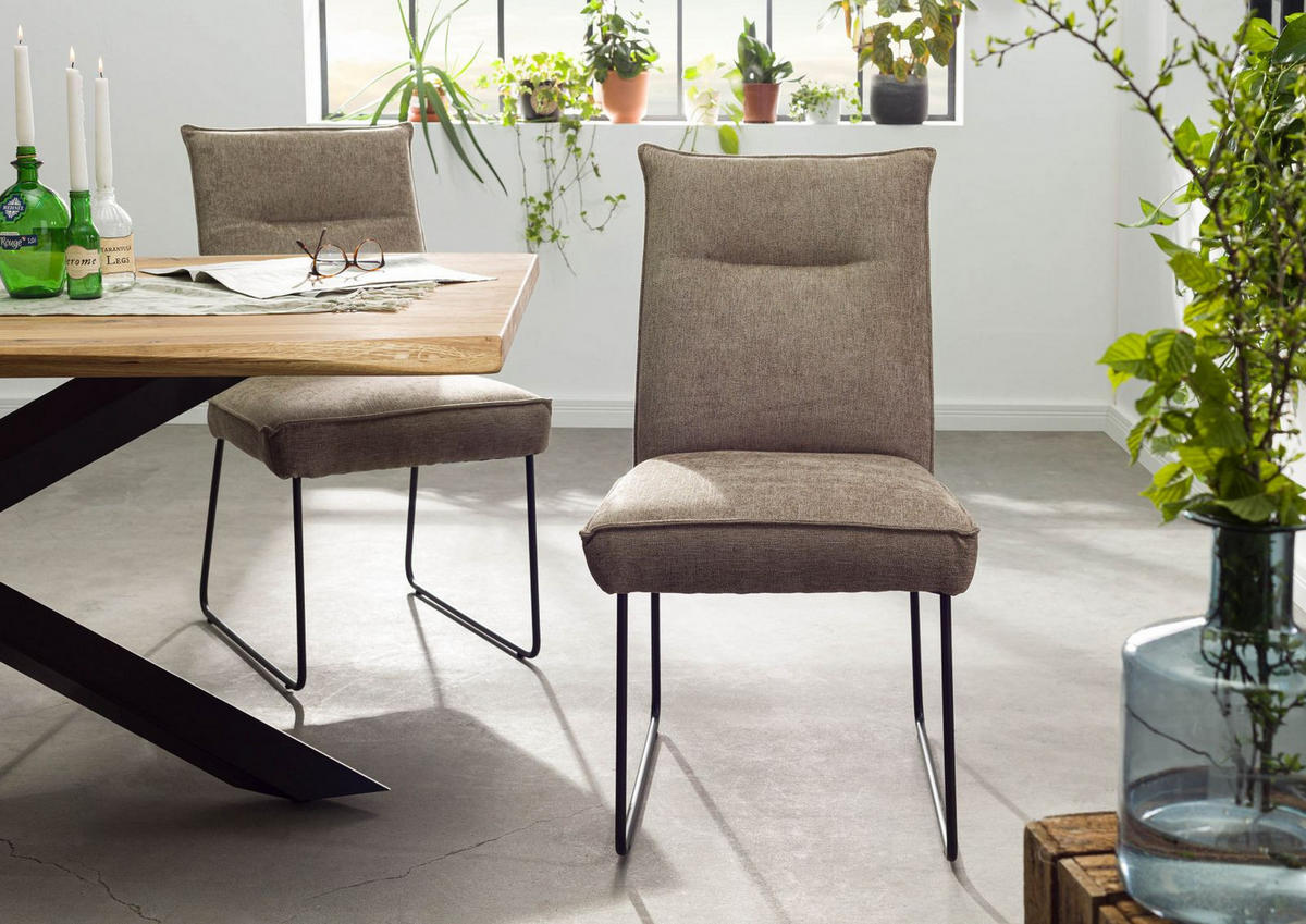 STUHL 100% Polyester 51 x 61 x 92 cm taupe SEATTLE #111 - Taupe, Kunststoff (51/92/61cm) - Massivmoebel24