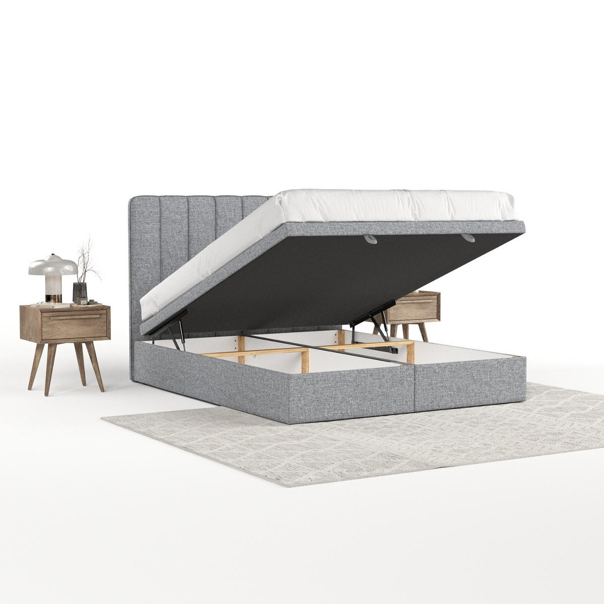 POLSTERBETT Vienna mit Stauraum 140/200 cm Grau im Alta Stoff - Schwarz/Grau, Holz/Holzwerkstoff (140/200cm) - AltaBeds