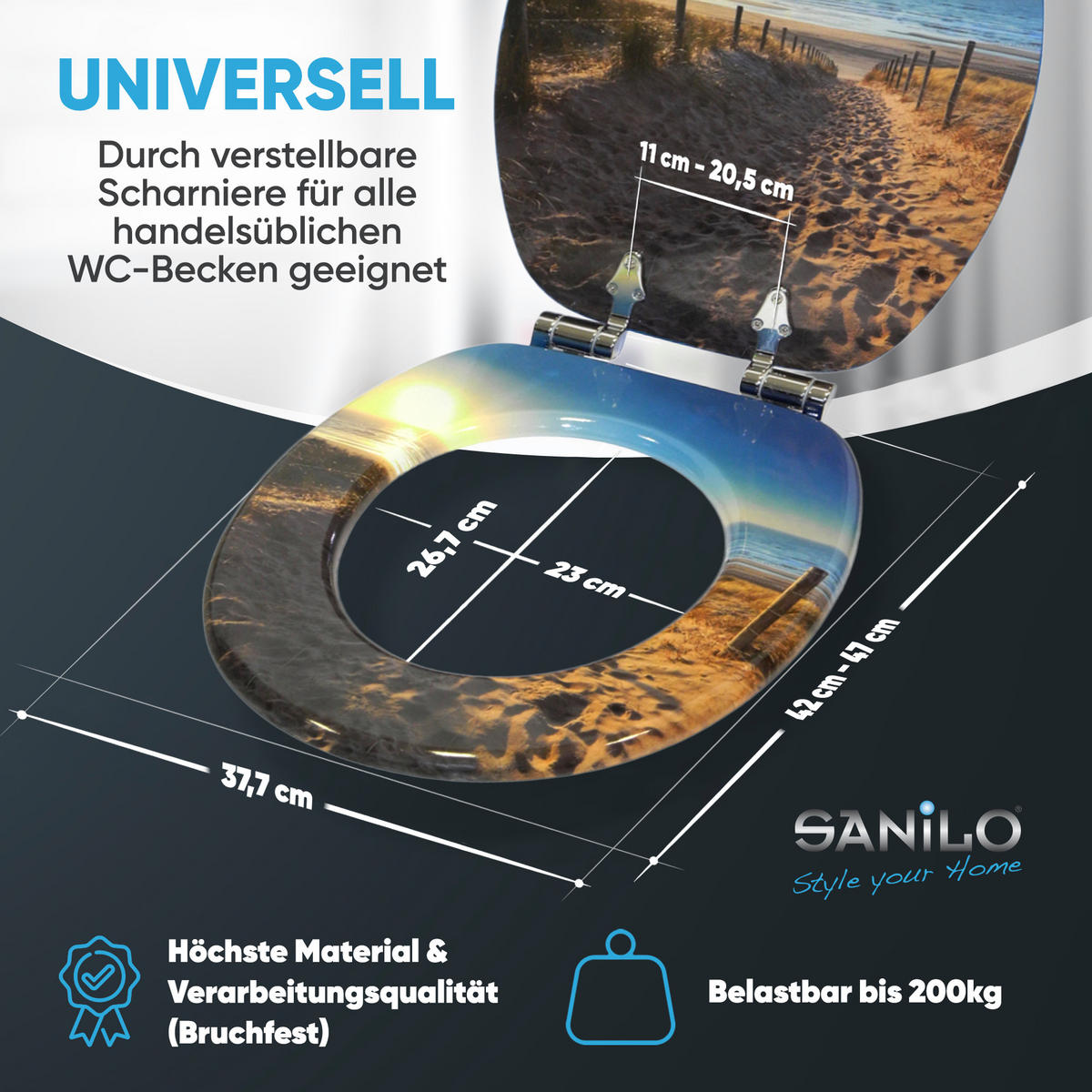 WC-SITZ mit Absenkautomatik Düne - Braun, Holzwerkstoff (38/6/47cm) - Sanilo