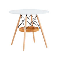 ESSTISCH in Naturfarben|Weiß Küchentisch mit MDF-Tischplatte, Massivholzbeinen und geflochtener Ablage, B80/T80/H71.5cm - Naturfarben/Weiß, Holzwerkstoff/Metall (80/80/71.5cm) - STILVORA