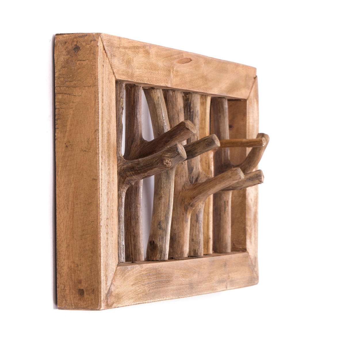 WANDGARDEROBE Leonor 50 Mahagoni Massivholz, 7 Haken naturfarben - Naturfarben, Holz (50/25/11cm) - CREEDWOOD