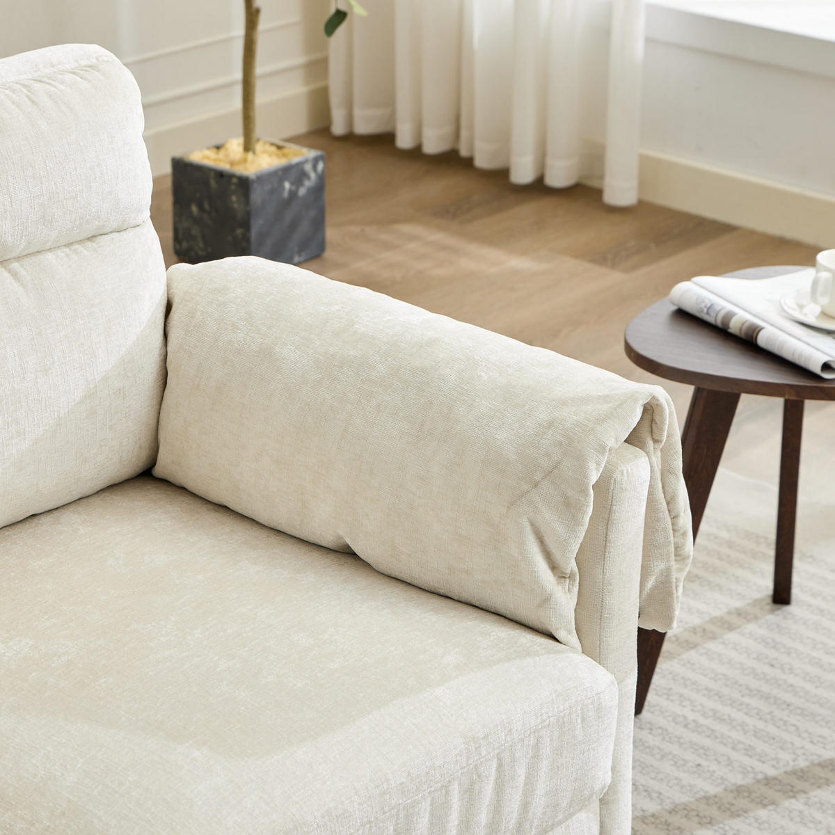 2-SITZER SOFA Chenille Beige - Beige, Holzwerkstoff/Textil (70/85/124cm) - WISHDOR