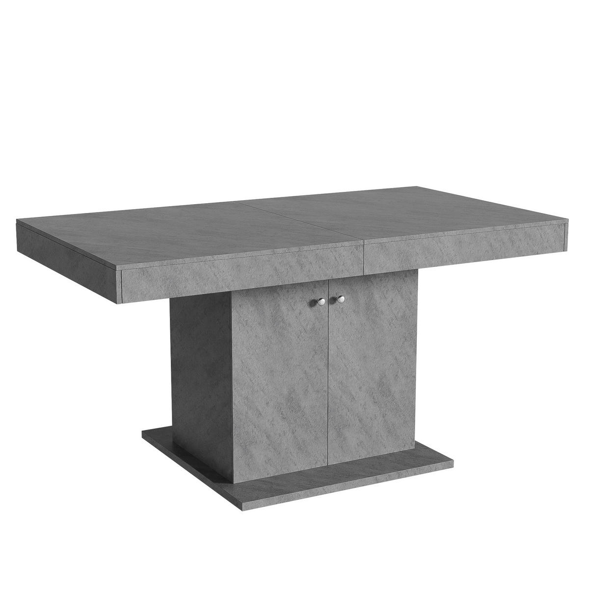 JEDÁLENSKÝ stôl 140/180/80/76 cm, sivá, z drevotriesky s úložným priestorom - sivá, kompozitné drevo (180/80/76cm) - BEAOK