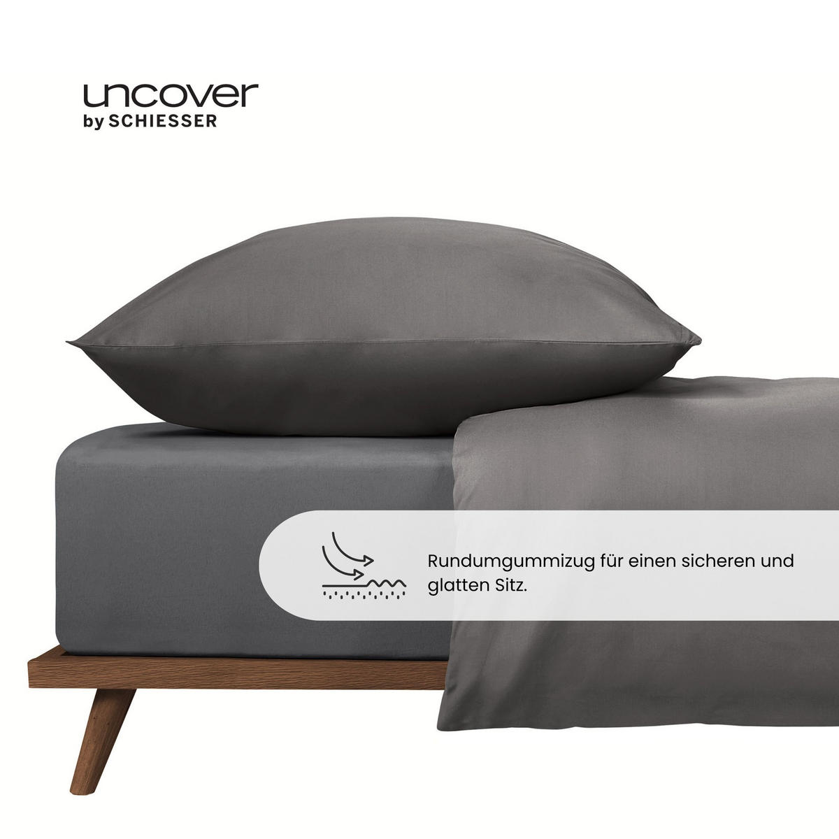 SPANNBETTLAKEN New Jersey - 100% Baumwolle - 100x200 cm - Dunkelgrau - Dunkelgrau, Textil (100/200cm) - Uncover by Schiesser