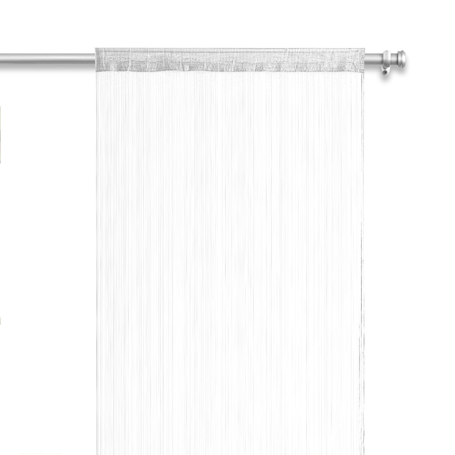 FADENVORHANG weiß 245/90 cm Stangendurchzug kürzbar - Weiß, Textil (90/245/1cm) - wometo