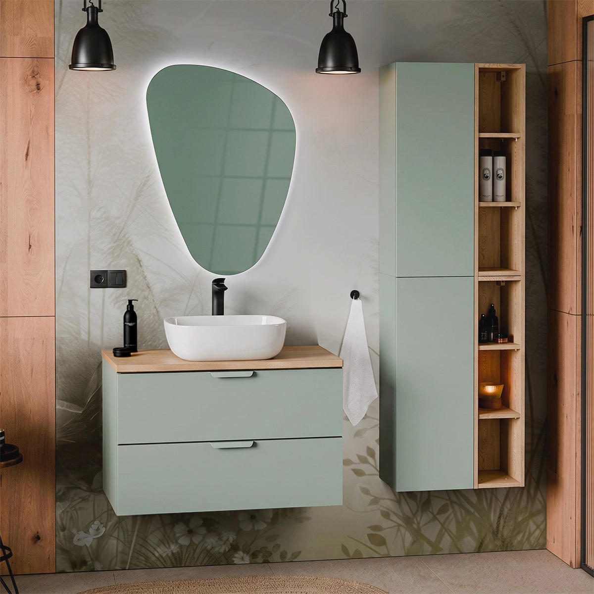 DONJI ELEMENT ZA UMIVAONIK 80.6cm Oria Zeleni - zelena, drvni materijal (80.6/50/46.5cm) - Petits-meubles