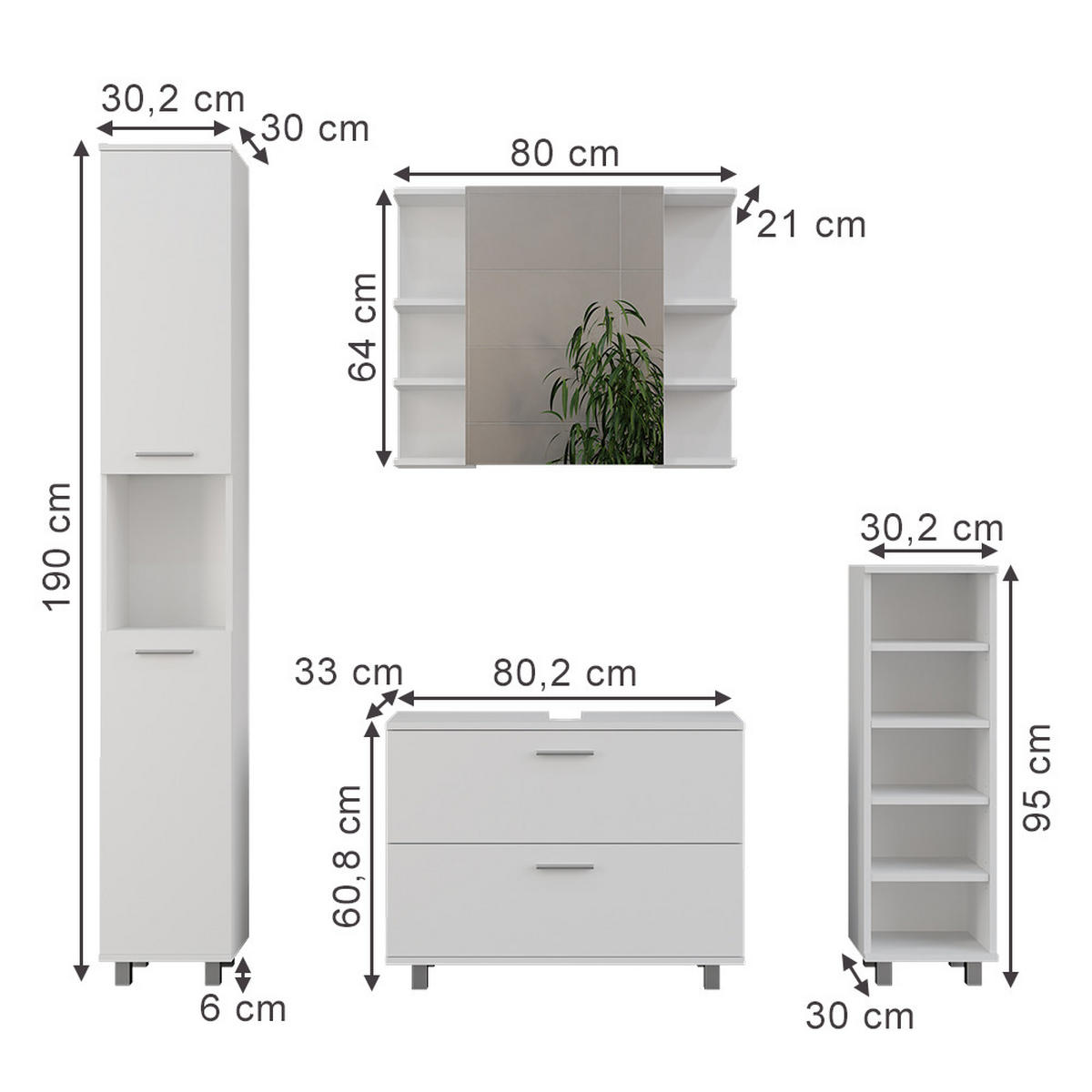 KOUPELNOVÝ NÁBYTEK Ilias Bílá - bílá, kompozitní dřevo (80.2/60.8/33cm) - Vicco