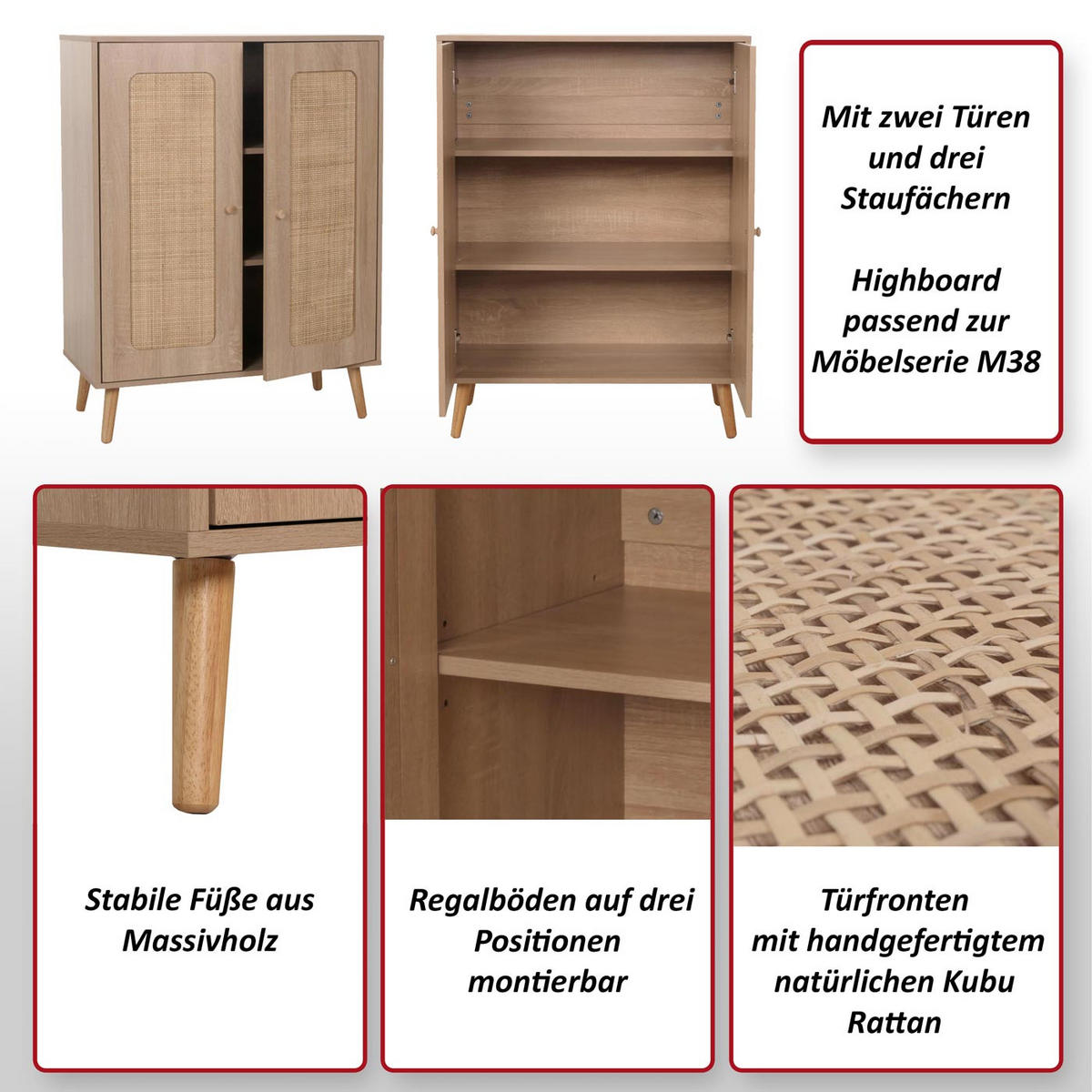 HIGHBOARD Braun - Braun, Holz (80/106/41cm) - MCW