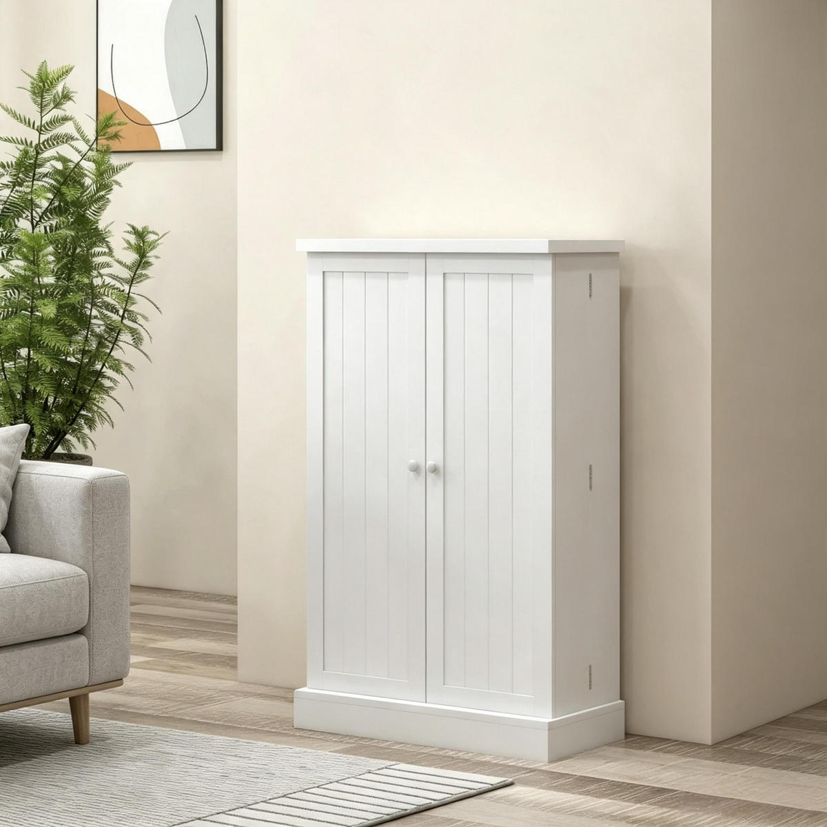 HIGHBOARD DE-38818 60/30/104 cm 5 Hauptfächer und Türregale Weiß - Weiß, Holzwerkstoff (60/104/30cm) - ComfortXL