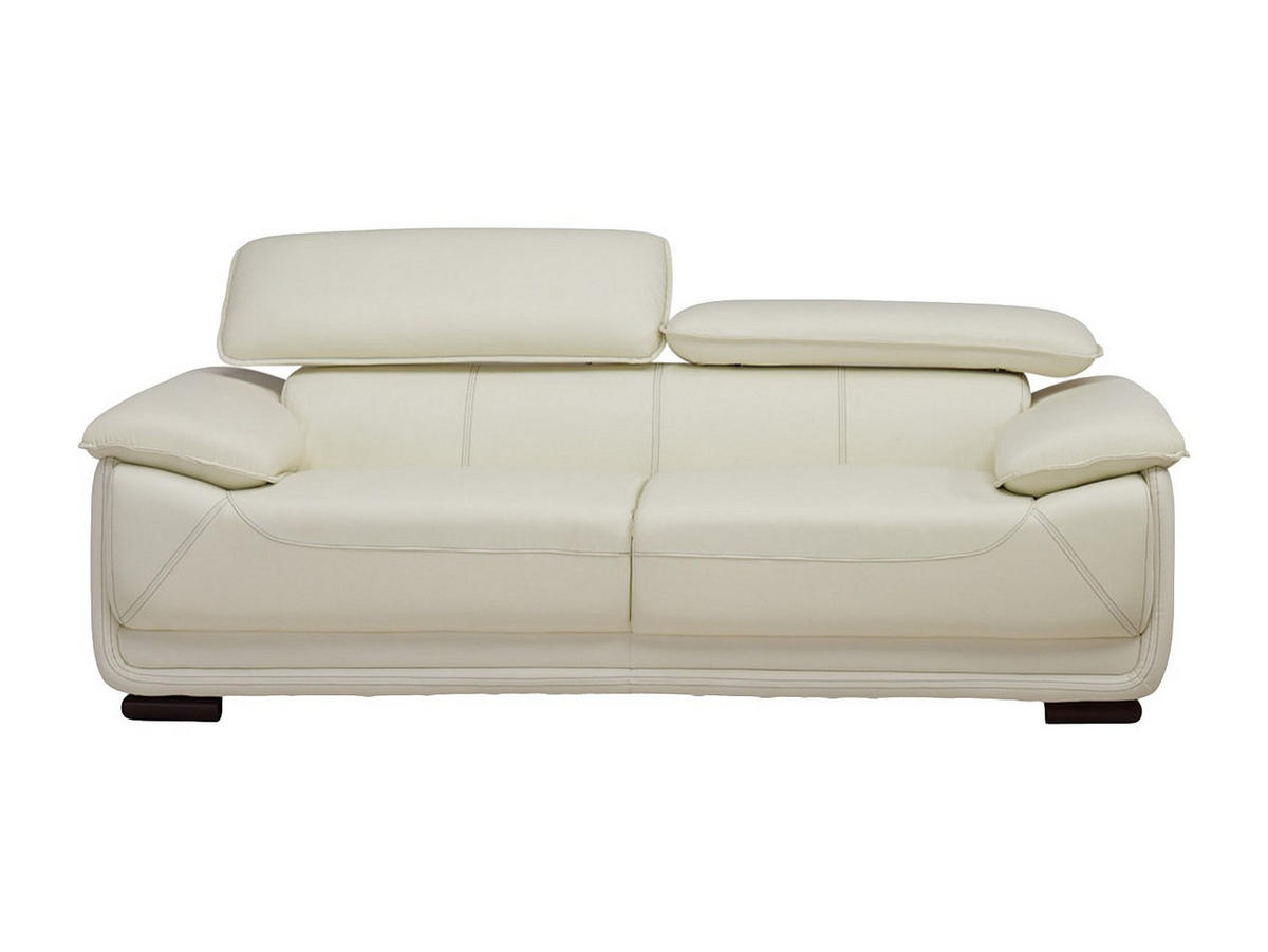 COUCHGARNITUR - 5 Personen - leder - elfenbeinfarben Macelo - Weiß, Leder/Holz (170/75/97cm) - Vente-Unique
