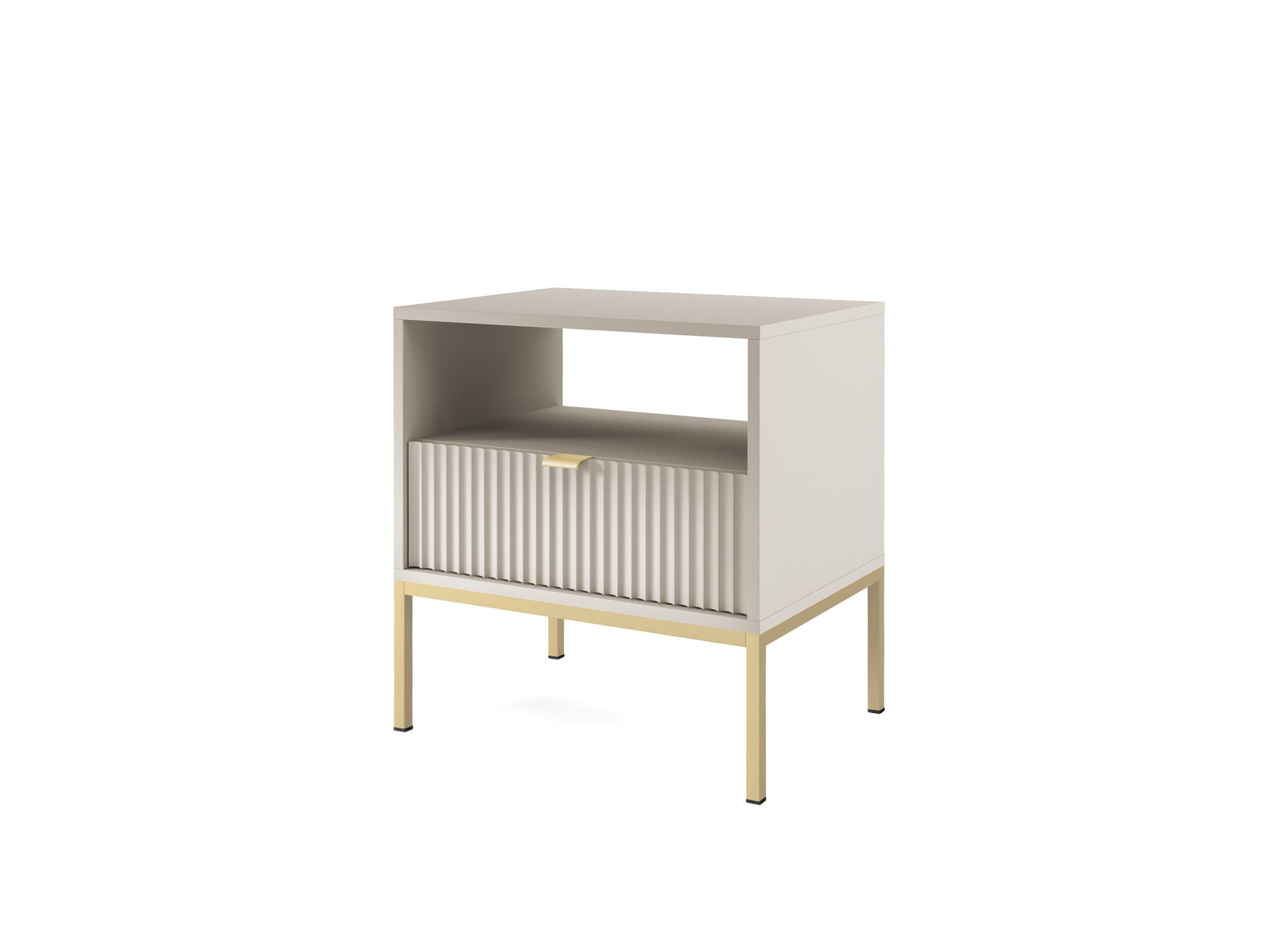 NACHTTISCH Nova Kaschmir, Golden Beine, mit Schublade - Kaschmir/Goldfarben, Holzwerkstoff/Metall (54/56/39cm) - Bettso