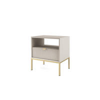 NACHTTISCH Nova Kaschmir, Golden Beine, mit Schublade - Kaschmir/Goldfarben, Holzwerkstoff/Metall (54/56/39cm) - Bettso