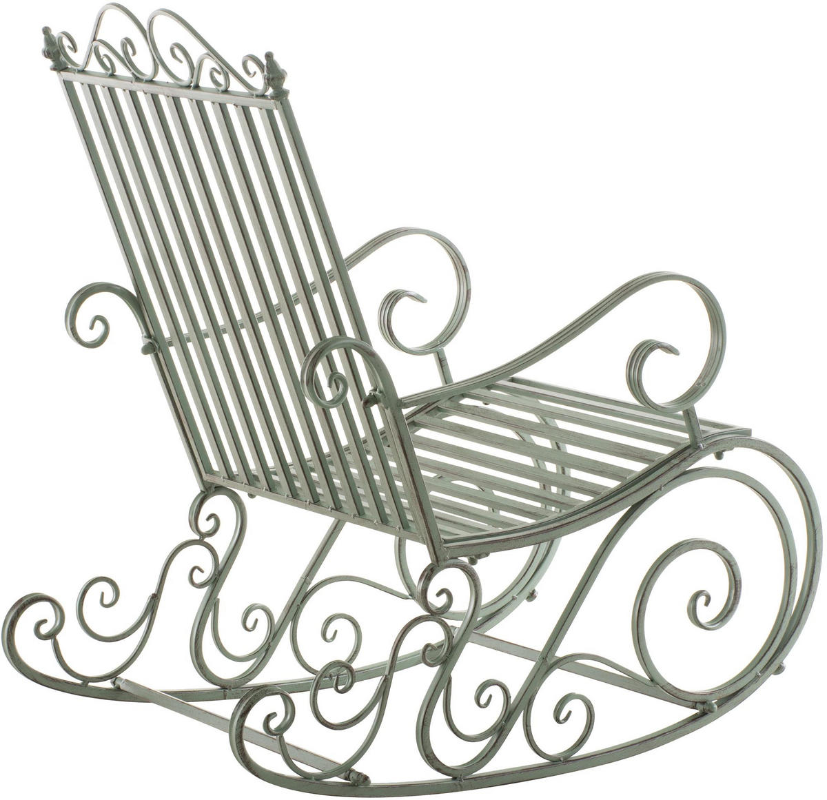 SCHAUKELSTUHL Anna Antik Outdoor 56x90x94cm Metall Antik-Grün Gartenstuhl - Grün, Metall (56/94/90cm) - DELUKE
