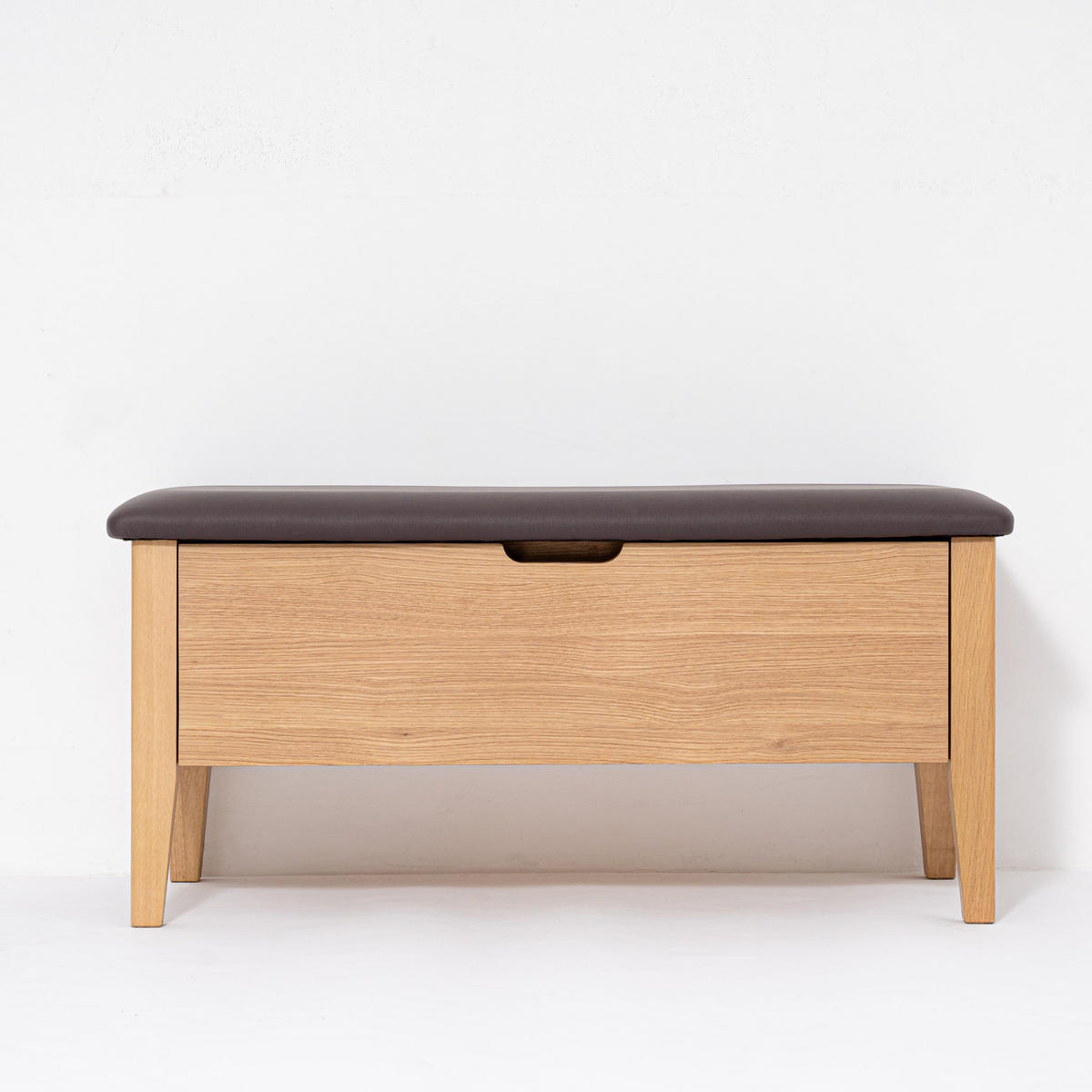 SITZBANK Oslo 90 cm, Eiche Natur, Leder Braun - Beige, Holz (90/42/42cm) - WOODEK