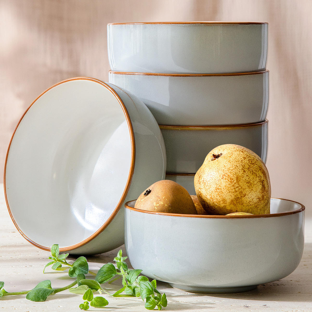 SCHÜSSEL-SET Suppenschalen PORTOFINO 6-tlg, - Blaugrau, Keramik (14.5cm) - PRESOTTO