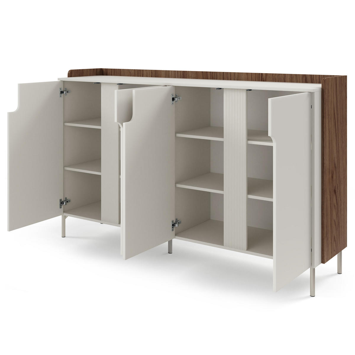 KOMMODE Positivo mit 4 Türen, 180 cm, Alba-Nuss + Kaschmir - Nussbaumfarben, Holzwerkstoff (183/110/42cm) - Beautysofa