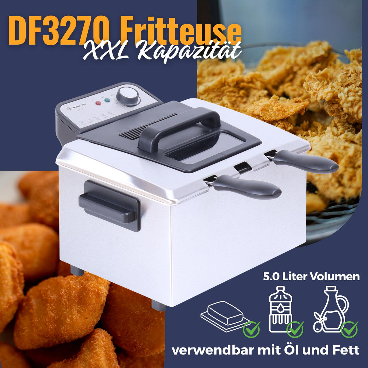 FRITTEUSE DF3270 - Edelstahlfarben, Metall (36/26/47cm) - Sommertal