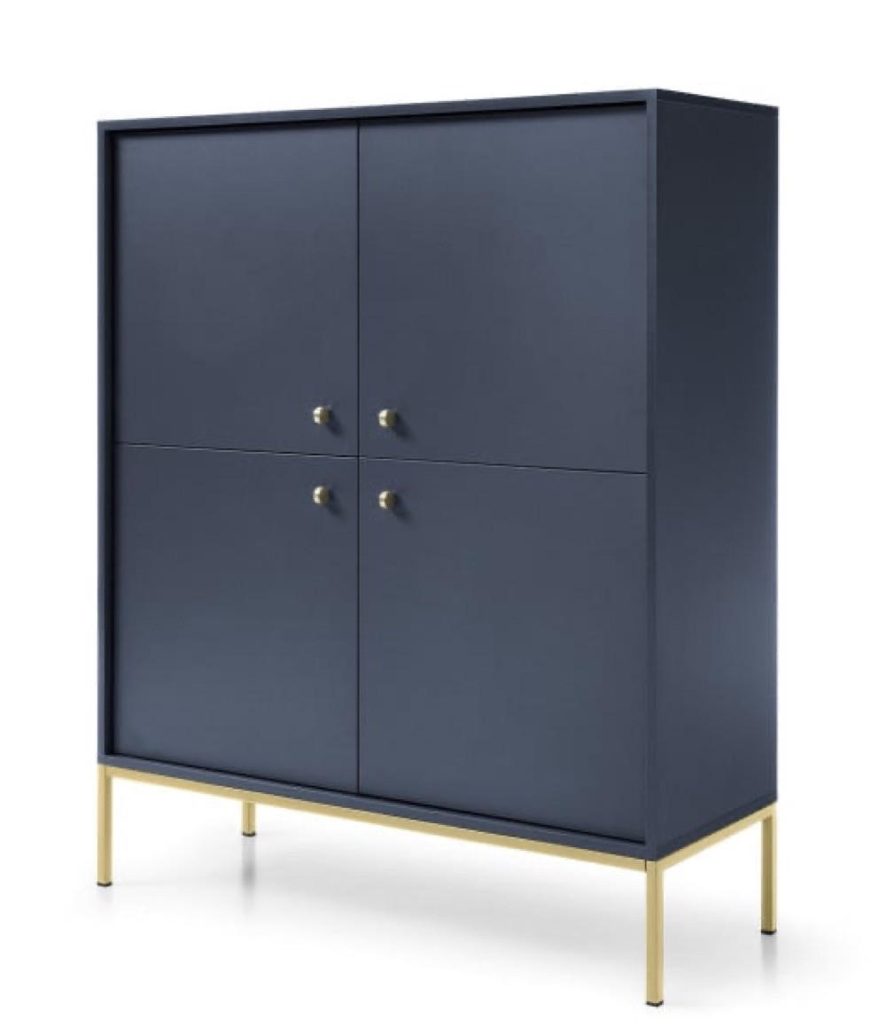 KOMMODE Granat MK104 Mit Goldfarbenem Gestell - Blau, Holzwerkstoff (103.5/125.5/39cm) - Sepro Meble