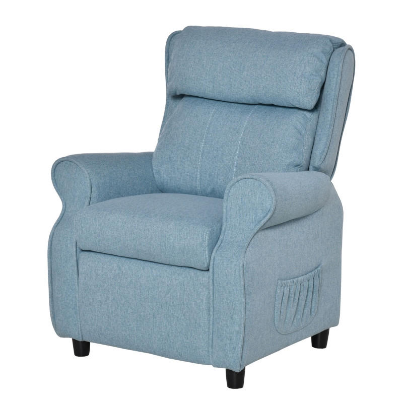 KINDERSOFA mit Fußstütze verstellbare Rückenlehne Blau - Blau, Holz (53/70/58cm) - BursDany